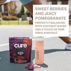Cure Hydration | Plant-Based Electrolyte Drink Mix | No Added Sugar | FSA-HSA | Dehydration Relief Powder Made with Coconut Water | Non-GMO | Vegan | Pouch of 14 Packets - Berry Pomegranate