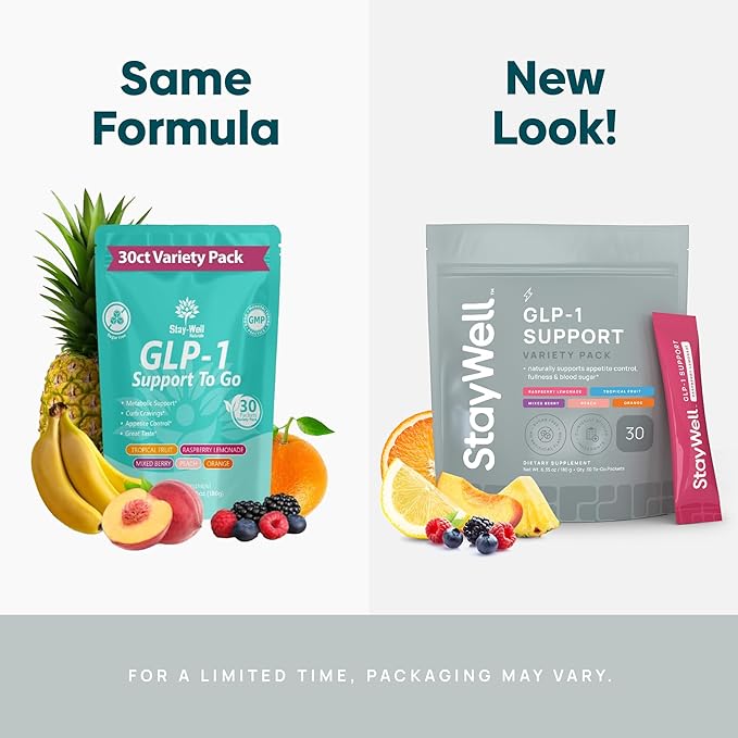 GLP-1 Supplement | Natural GLP-1 Production | GLP 1 Booster Drink Mix to Control Appetite and Cravings | Great Tasting Metabolic Support - Yerba Mate, Garcinia Cambogia, Berberine [Variety, 30ct]