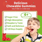 Magnesium Glycinate Gummies for Kids - Kids Magnesium Glycinate Gummies Supplement with L-Theanine, Vitamin B6, D3 for Kids & Adults Sleep Calm Relaxation Brain Bones,Sugar Free Raspberry 120ct