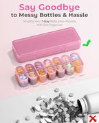 Pillex Pill Organizer 2 Times a Day, AM PM Pill Organizer 7 Day, Weekly Pill Box 2 Twice a Day, Travel Pill Case 7 Days, Medicine Organizer for Medication, Vitamins, Fish Oils, Supplements