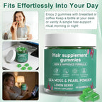 Sea Moss Gummies for Hair Loss，Hair Loss Gummies with Organic Sea Moss，Pearl Powder & Aloe Vera,Vitamin C, Vitamin E, Supports Hair & Skin Wellness Dietary Supplement — 60 Gummies