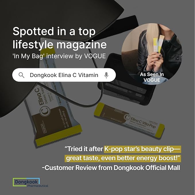 DONGKOOK Vita Pop 2,000mg Vitamin C Vitamin D & Biotin Powder Per Stick, Sugar Free Korean Vitamin C Supplements Multivitamin Advanced Immune Support for Woman Skin Hair, Lemon Powder Drink 100 Packet