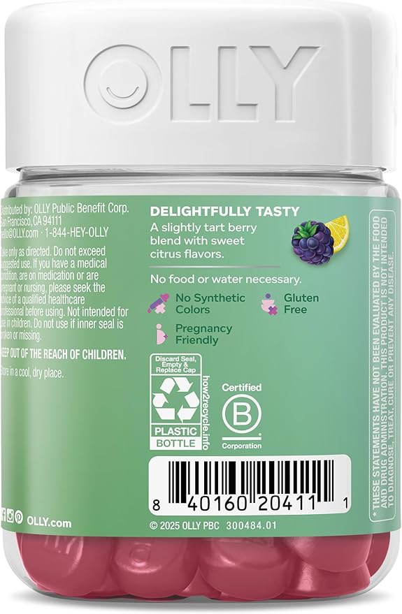 OLLY Heartburn Helper Gummy Supplement, Fast Relief of Occasional Heartburn,* Tricalcium Phosphate, Berry Breeze Flavored, 20 Servings - 40 Count