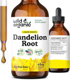 Wild & Organic Dandelion Root Extract Drops - Liver Cleanse Detox - Herbal Dandelion Tincture - Liver Support Supplement - Add to Tea - Vegan, Sugar & Alcohol-Free Liquid Drops - 4 fl oz