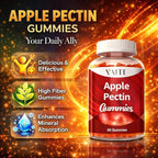 Apple Pectin Gummies - High-Fiber Supplement with 2000mg Natural Cholesterol Lower Support, Promotes Digestive Wellness & Stomach Comfort, Non-GMO & Gluten Free Herbal Supplements - 60 Vegan Gummy