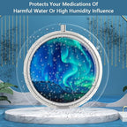 Pill Box 3 Compartment Small Pill Case,Portable for Pocket or Purse Pill Organizer Pill Container Holder to Hold Vitamins, Medication, Fish Oil and Supplements(Northern Light)