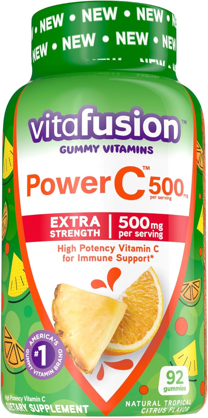 Vitafusion Extra Strength Power C Gummy Vitamins, Tropical Citrus Flavored Immune Support (1) Vitamins, 92 Count (Pack of 2)