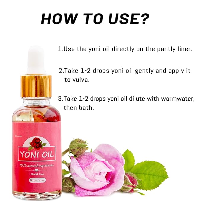 2 Packs Yoni Oil for Women, All Natural Feminine Oil Intimate Deodorant for Women, Ph Balanced and Eliminates Odor, 100% Natural Feminine Serum Made with Rose Essential Oils (1 fl oz/30 ml)