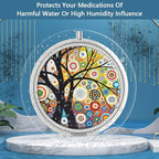 Pill Box 3 Compartment Small Pill Case,Portable for Pocket or Purse Pill Organizer Pill Container Holder to Hold Vitamins, Medication, Fish Oil and Supplements(Black Tree of Life)