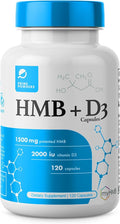 HMB and Vitamin D3 Supplement, 1,500mg Patented Formula with Clinical Dose, Preserve Lean Muscle with Ageless Performance, Beta-Hydroxy Beta-Methylbutyrate Capsules, 120 Count