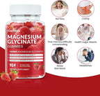 Magnesium Glycinate Gummies 1000mg, Sugar Free Magnesium Potassium Supplements Chewable for Adults with L-Threonate for Sleep, Body Support and Relaxation,90 Strawberry Gummies