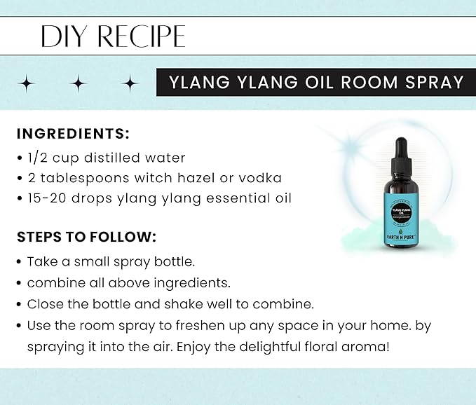 Earth N Pure Ylang Ylang Essential Oil Natural and Therapeutic Grade for Aromatherapy, Hair Care and Skin Care with Glass Dropper 30 ml