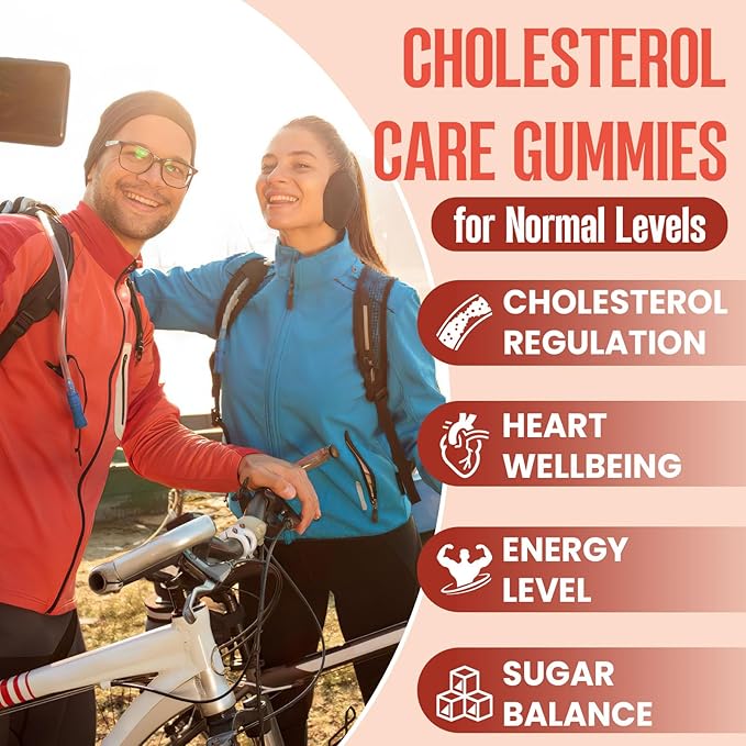 Cholesterol Supplement with Plant Sterols & Stanols, Guggul, Bergamot Orange Extract, Red Yeast Rice, Cholesterol Complex Gummies, Mixed Berry Flavor, 120 Counts