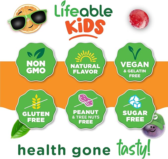 Lifeable Sugar Free Elderberry Gummies for Kids with Vitamin C and Zinc | Kids Immune Support Supplement | Great Tasting Elderberry Gummies | Vegan, Non GMO, Kosher Gluten Free | 60 Gummies