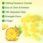softbear Potassium Chloride Gummies 1200mg, Sugar-Free Potassium Gummies for Adults Support Leg Cramps High Potency Potassium Chloride Supplement, Pineapple Flavor 60 Count
