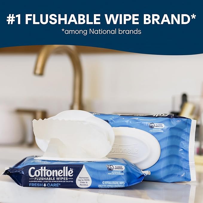 Cottonelle XL Flushable Wet Wipes, Adult Wipes Large, 2 Flip-Top Packs, 45 Wipes Per Pack (90 Total Wipes), Packaging May Vary (Pack of 4)