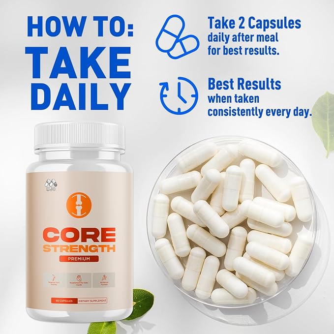 Core Strength Supplement for Joint Support, Official Core Strength Joint Pills with All Natural Ingredients, Advanced Overall Health and Wellness Support with Max Strength Multivitamins (60 Capsules)