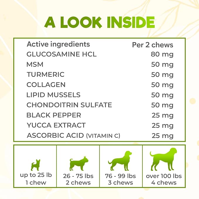 ZENO Glucosamine HCL & Hip and Joint Chews for Dogs - 150 pcs - Advanced Hip and Joint Support for Dogs - with MSM & Green Lipped Mussel - Chicken