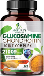 Glucosamine Chondroitin MSM - Joint Support Supplement for Joint Mobility, Comfort and Cartilage Support For Men and Women - Glucosamine Complex Supplements with Turmeric & Boswellia - 180 Capsules