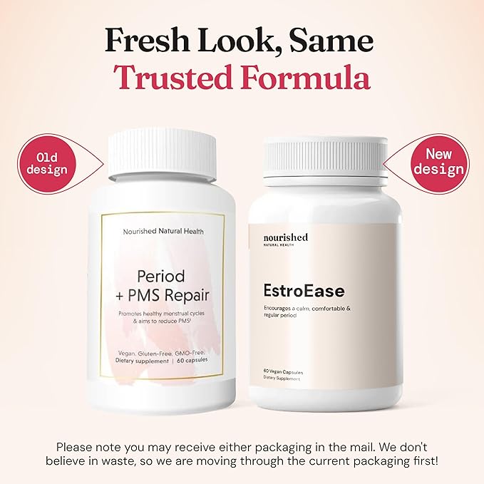 Nourished Period + PMS Repair - Menstrual Cycle Support Supplement for Women - Vegan Formula for Monthly Cycles, Cramping, Mood, Headaches - 120 Capsules
