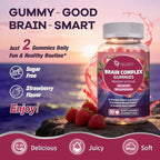 Migcopat Brain Supplements for Memory & Focus – Nootropic Gummies w/Bacopa, Lion’s Mane, Ginkgo & 10-in-1 Mushroom Complex, Mental Clarity & Cognitive Support, Caffeine-Free Strawberry Flavor 60 Cts