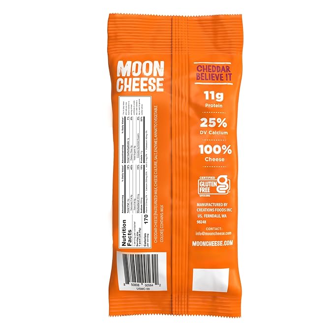 Moon Cheese Cheddar Believe It, 1 Ounce, 12-Pack, Crunchy, Protein-Rich Cheese Snack, Keto Friendly, 100% Real Cheese