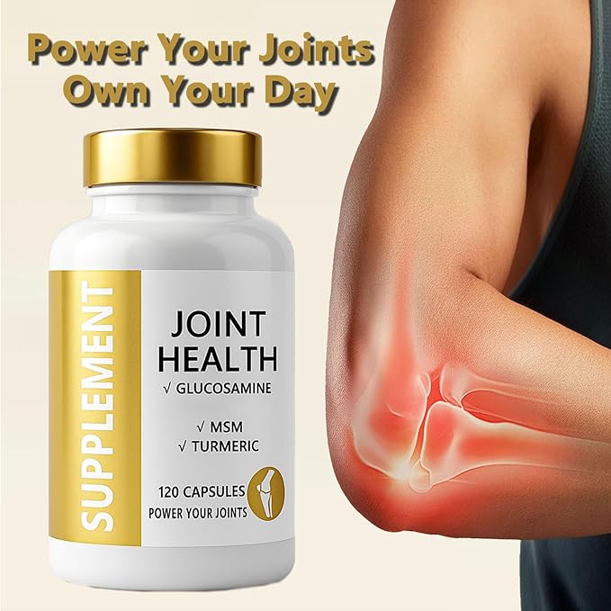 Joint Health Supplement with Glucosamine, MSM, Turmeric & Boswellia, Relief Support for Back, Knees, Hands | Women & Men - 120 Capsules
