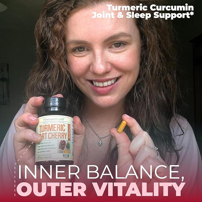 Turmeric Curcumin Supplement with 10:1 Tart Cherry Extract & Celery Seed Extract – Natural Uric Acid Balance, Joint Health & Sleep Aid – Turmeric Curcumin with Black Pepper – 180 Tart Cherry Capsules