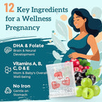 Prenatal Gummies Sugar Free 90 Count - Organics Prenatal Vitamins for Women with Folate, DHA & Probiotics - Iron Free Prenatal Vitamin Gummies for Immune & Digestive - 1 Bottle
