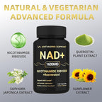 NAD Supplement 1600mg, NAD+ with Resveratrol & Nicotinamide Riboside, Anti-Aging Support, Cellular Energy & Mental Clarity Support, Vegan Non-GMO, 120 Capsules