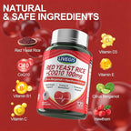 Red Yeast Rice 2000mg with CoQ10 100mg - Citrinin Free Heart Health Supplement with Citrus Bergamot & Hawthorn - Supports Healthy Cholesterol Levels - Vegan, Non-GMO Capsules 120 Counts