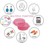 Pill Organizer for Pocket, Mini Pill Box for Pocket Purse, Portable Travel Pill Container, Small Secure Storage for Supplements & Daily Care (Pink 3 PCS)