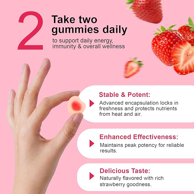 Multivitamin for Women, Womens Multivitamin Gummies with Minerals, Biotin + Zinc + Vitamins B6, B12, C, D & E,100% Natural Strawberry Flavor,No Sugar,60 Gummies