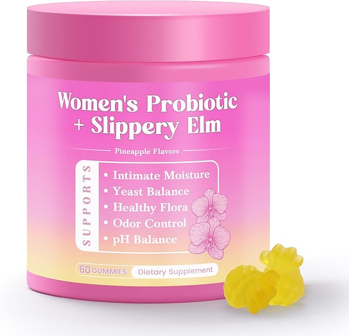 Her Juicy Feminine Probiotics Gummies, Premium Feminine Balance Gummies with Slippery Elm for Women's pH Balance, Healthy Odor, Flora and Immune Support 30-Day Supply