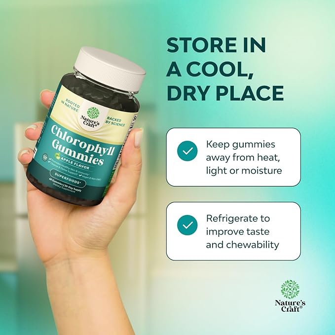 Chlorophyll Gummies for Cleanse & Detox Support - Potent Internal Deodorizer Chloropyll Supplements for Body Odor Healthy Skin Immunity & Digestive Support - Vegan Non-GMO & Gluten Free - 60 Count