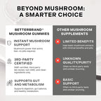 Betterbrand BetterMushrooms Nootropic Gummies - Supports Better Gut Health, Cognitive Function, Mental Clarity with 10 Functional Mushrooms - 60 Gummies - Raspberry Flavor - Pack of 2