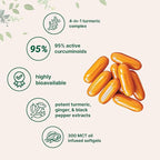 Turmeric Curcumin Supplement with Black Pepper & Ginger 3,000mg, 300 Softgels with MCT Oil for Better Absorption | 95% Curcuminoids | Non-GMO