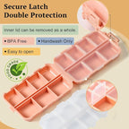 Travel Pill Organizer with Bulk Stickers & Labels - Small & Portable Week Daily Medicine Pharmacy for Pocket, Bag - 14-Compartment Foldable Supplement Box Holder for Fish Oil Vitamin - Pink
