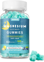 Magnesium Glycinate Gummies 500mg Sleep for Men & Women Vitamin C, Vegan Promotes Relaxation Muscle, Chewable Magnesium, No Melatonin, Non GMO, Natural Blueberry Flavor, 60 Count