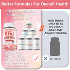 Vitamin D3 K2 Gummies 10000 IU with 500mg Calcium Magnesium Zinc Gummy Sugar Free ADK+Vitamin B12 Supplements for Women and Men Bones, Muscles, Teeth Peach Flavor - 60 Gummies - 30 Servings