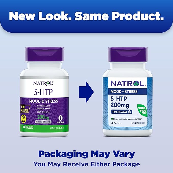 Natrol 5-HTP 200mg Dietary Supplement to Support a Balanced Mood, 60 Time Release Tablets, 60 Day Supply