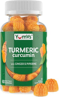Curcumin Turmeric Gummies – Extra Strength 2000mg 8:1 Extract Turmeric Supplement Gummies with Black Pepper & Ginger – Vegan Non-GMO Joint Support Chewables – Peach Flavor, 60 Count