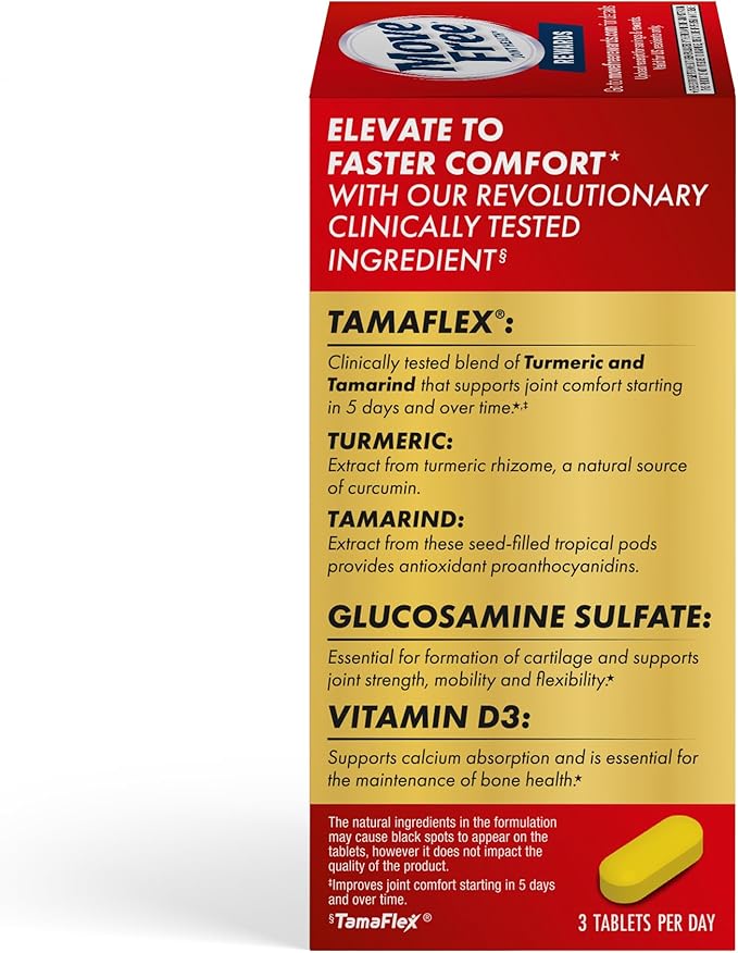 Move Free Advanced 5-Day Joint Support Supplement with Turmeric Curcumin & Tamarind (TamaFlex) Glucosamine, & Vitamin D3 for Joint Health, Bone Strength, Cartilage, and Knee Range of Motion. 90 Count