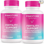 Pink Stork Fertility Supplements for Women - Prenatal Multivitamin with Ovulation, Conception, & Hormone Balance Support - 17 Vitamins & Inositol, Ashwagandha, & Vitex - 120 Capsules