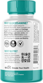 Nutri 8-in-1 Glucosamine Chondroitin MSM Turmeric Bromelain Boswellia Hyaluronic Acid 3025 mg - Joint Support Supplement - 120 Capsules - Supports Healthy Bones - 3rd Party Tested & GMP Certified