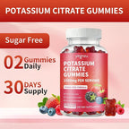 Potassium Citrate Gummies 1500mg, Potassium Supplement for Women & Men, Support Leg Cramps & Muscle Health, Vegan, Mixed Berry Flavor 120 Count