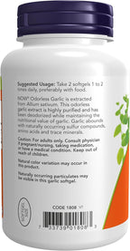 NOW Foods Supplements, Odorless Garlic (Allium sativum), Concentrated Extract, 250 Softgels