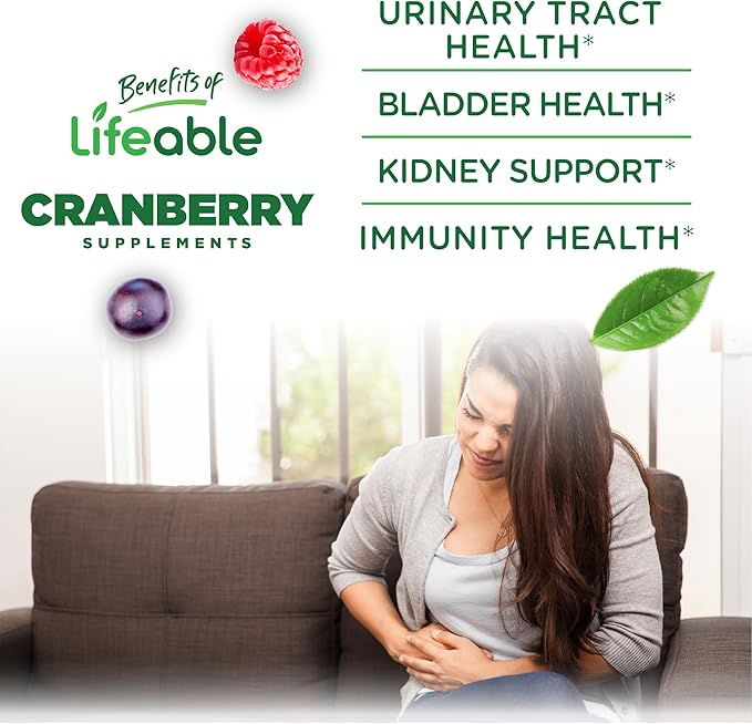 Lifeable Cranberry Gummies for Women | Great Tasting Cranberry Supplement | for Urinary Tract Health, Bladder & Kidney Support | Vegan and Non GMO Cranberries | 60 Count