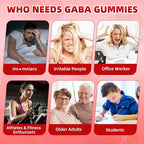 GABA Gummies 1000mg for Kids & Adults, Chewable GABA Supplements with L Theanine 5-HTP Ashwagandha Vitamins B6,B12,D3 for Calm & Zzz, Sugar-Free/Vegan, Strawberry Flavor 120 Count