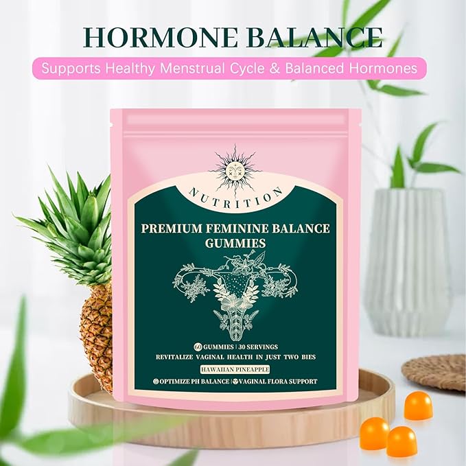 Vital Source Feminine Balance Gummies, Gluten-Free, Vegan, Hawaiian Pineapple Flavor(1 Pack 60 Count)